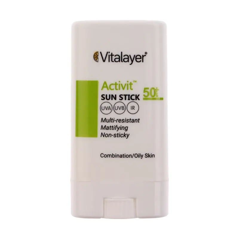 ضد آفتاب استیکی ویتالیر مدل Activit با SPF50 مناسب پوست چرب و مختلط وزن 15 گرم
