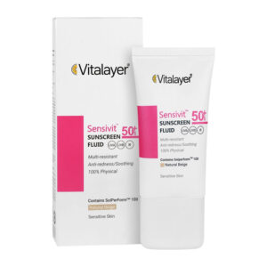 فلوئید ضد آفتاب SPF50 سنسی ویت بژ طبیعی ویتالیر 50 میلی لیتری