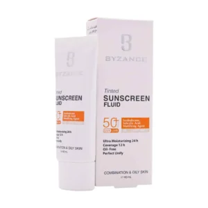 فلوئید ضد آفتاب کرم پودری +SPF50 بیزانس مناسب پوست مختلط و چرب 40 میلی لیتر (رنگ بژ روشن)