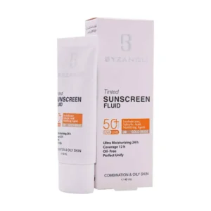 فلوئید ضد آفتاب کرم پودری +SPF50 بیزانس مناسب پوست مختلط و چرب 40 میلی لیتر (رنگ بژ طلایی)
