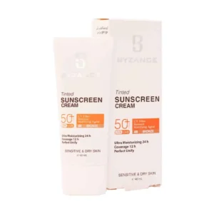 کرم ضد آفتاب +SPF50 بیزانس مناسب پوست خشک و حساس 40 میلی لیتر (رنگ برنز)